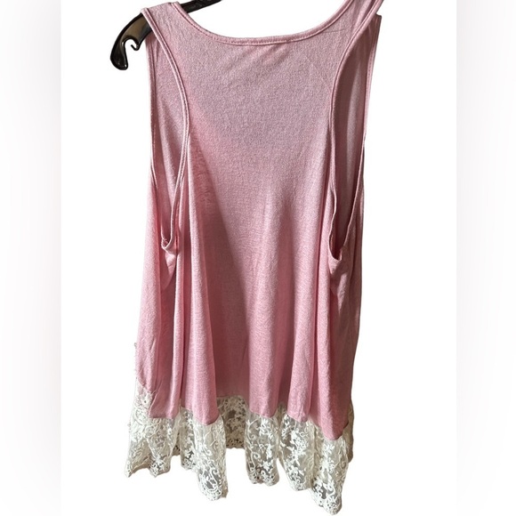 Umgee XL Victorian inspired pink swing tank top with ivory lace bottom. NWOT - Picture 3 of 6
